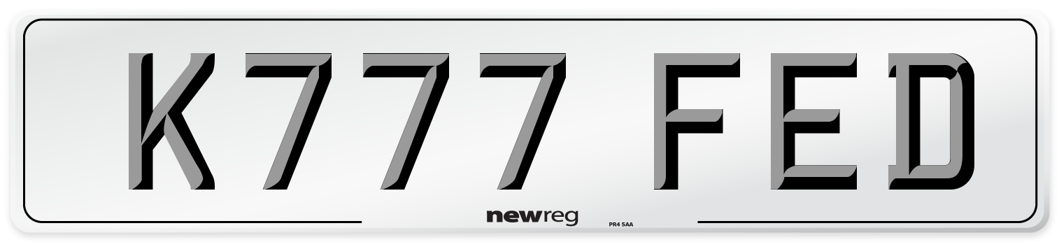 K777 FED Number Plate from New Reg